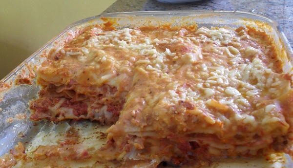 Lasanha com massa de pastel