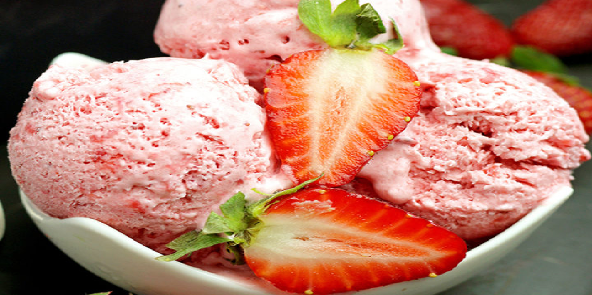 Receita de Sorvete de morango fit