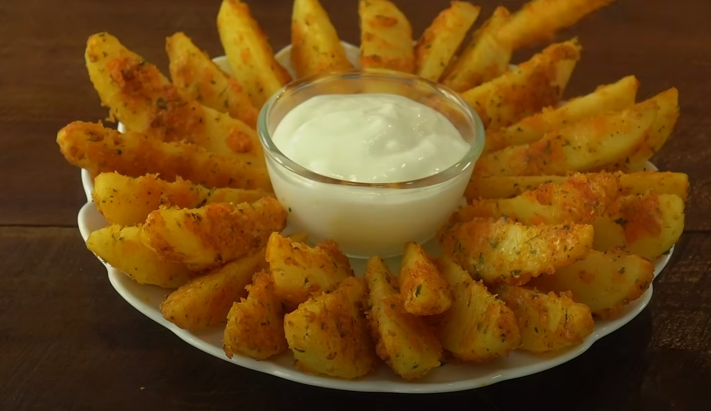 Batata rústica assada com crosta de parmesão e ervas