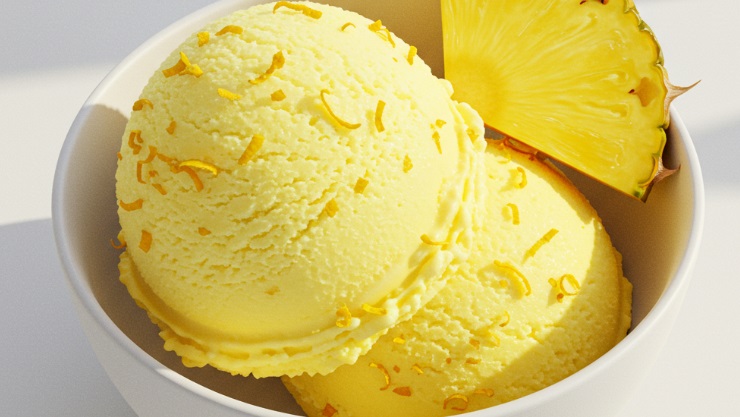 Sorbet cremoso de abacaxi sem açúcar