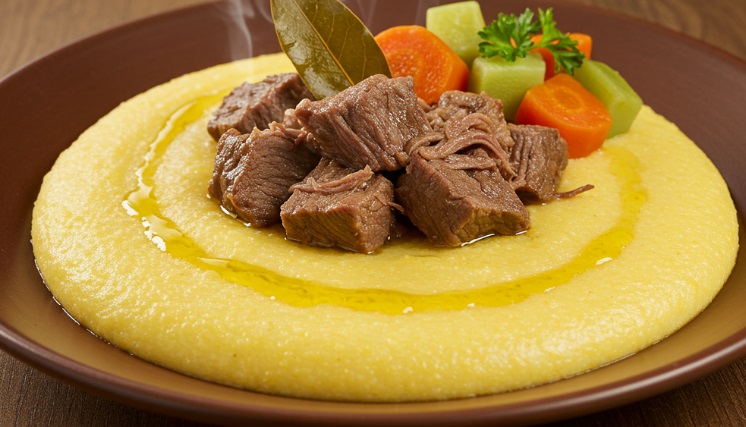 Polenta com carne